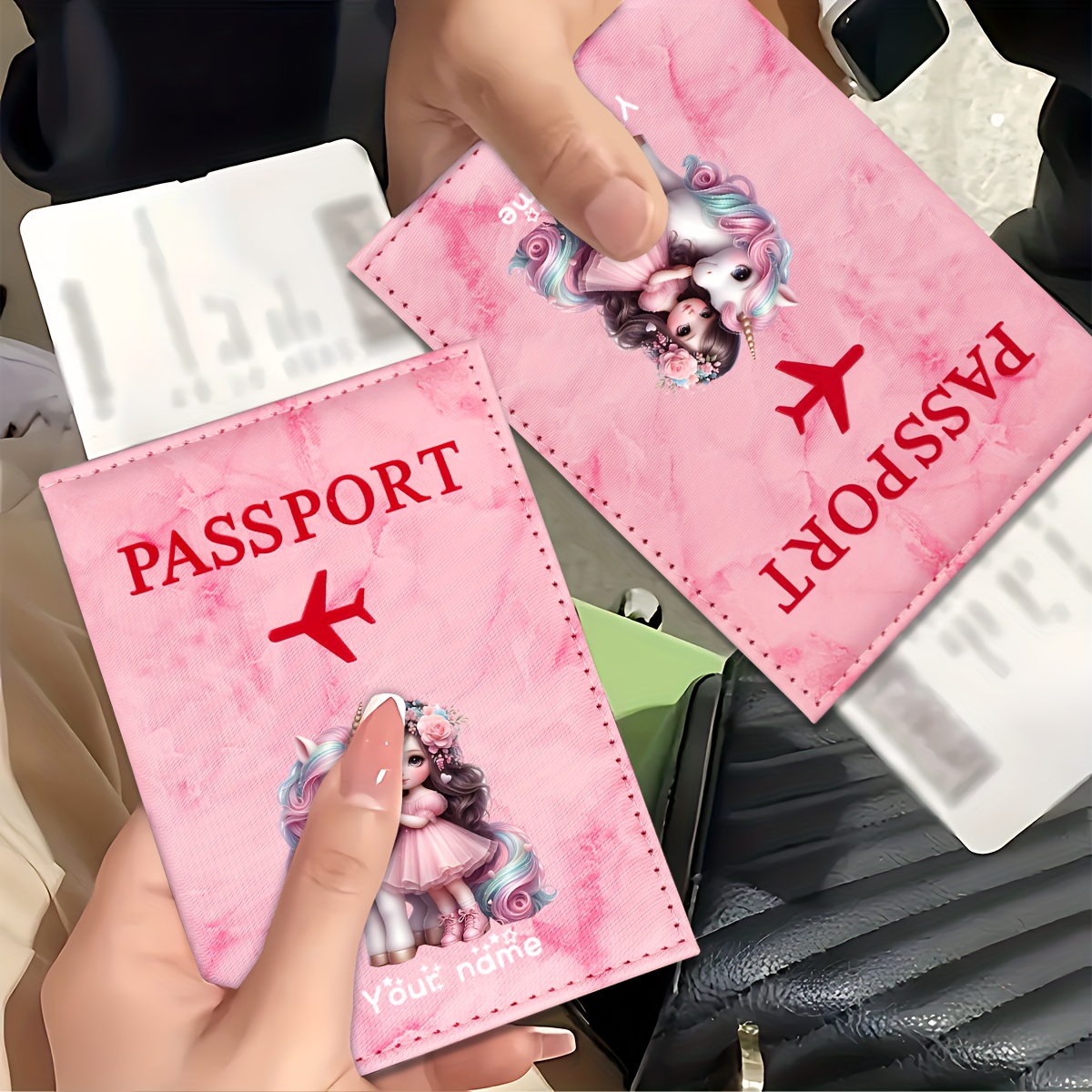 Travel Accessories In Bulk - Tempat Paspor PU Pola Unicorn Girl