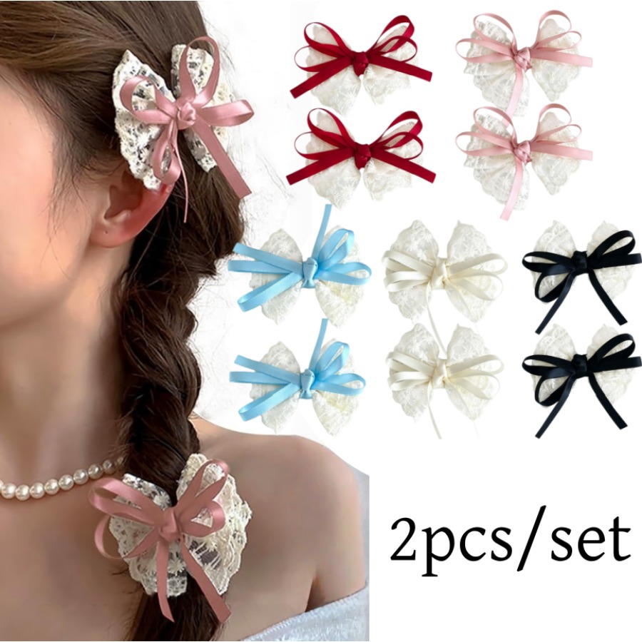 Travel Accessories Teens - 2 Buah/Set Jepit Rambut Pita Renda