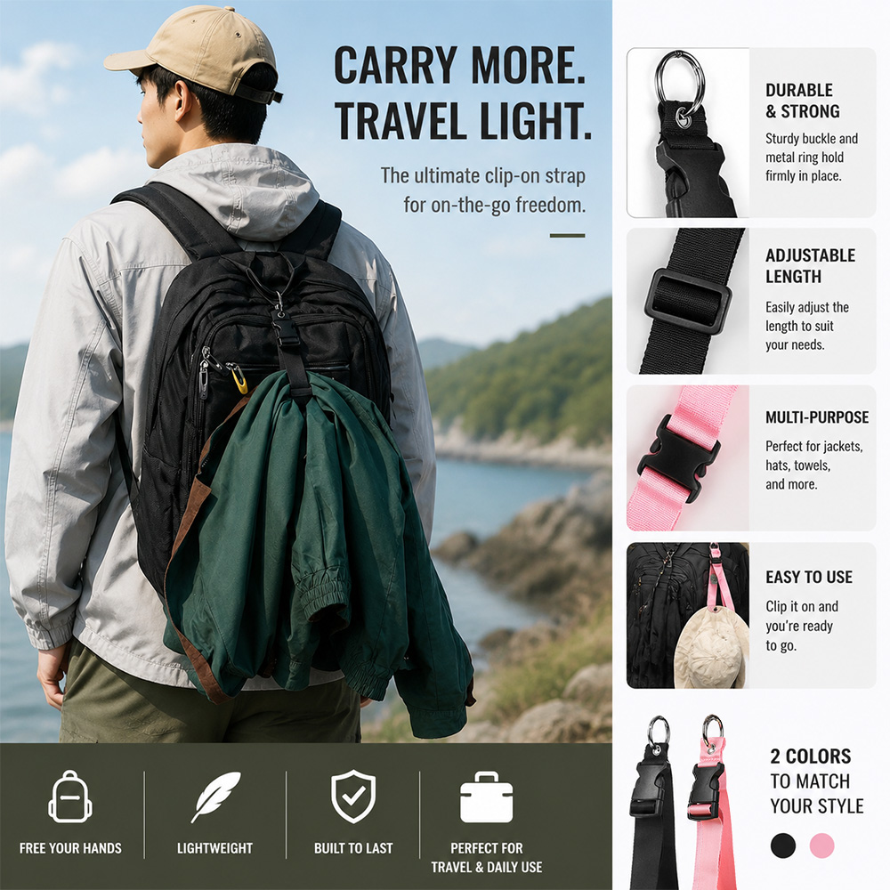 Travel Accessories Bag For Men - Tali Bagasi Anti Maling Portabel Gesper