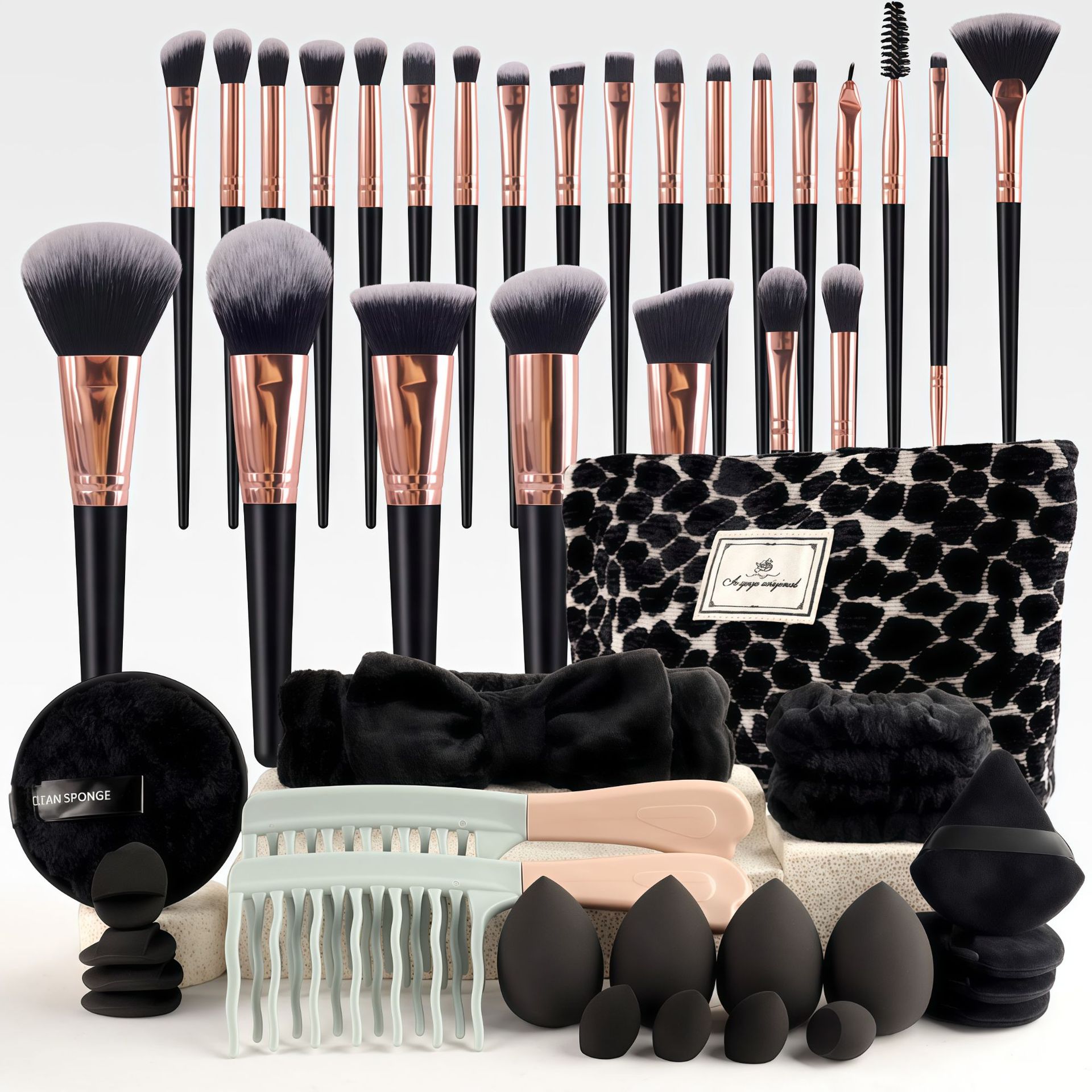 Set Kuas Makeup Gaya Chic deng - Travel Accessories Toiletry Bag ulasan dan harga
